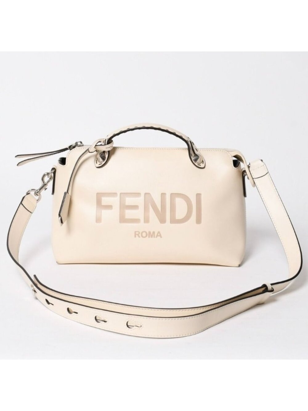 Fendi by the Way Medium 2-Way Shoulder Bag Calfskin Ivory Silver